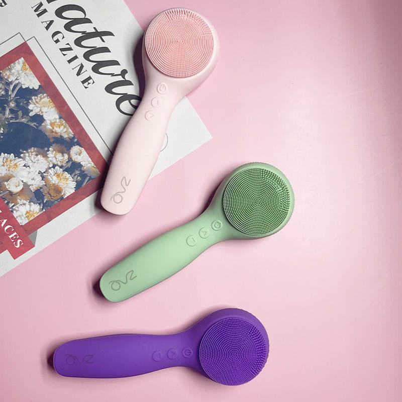 ZAQ Skin & Body IUV Sonic Micro-current LED Red/Blue Silicone Thermo Cleansing Brush with Gift Box Thistle Pink,Purple,Green