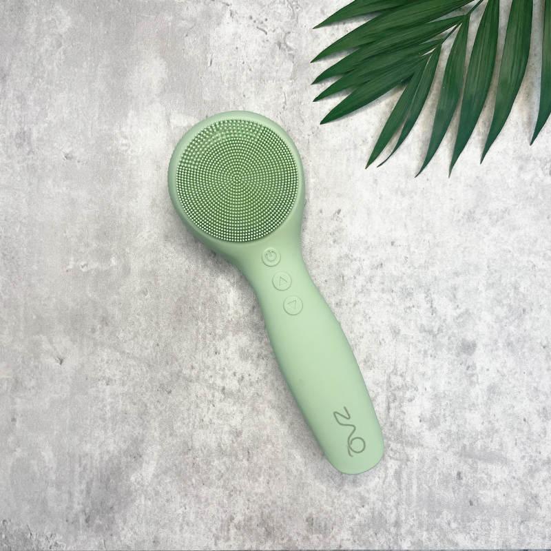 ZAQ Skin & Body IUV Sonic Micro-current LED Red/Blue Silicone Thermo Cleansing Brush with Gift Box Light Gray Green