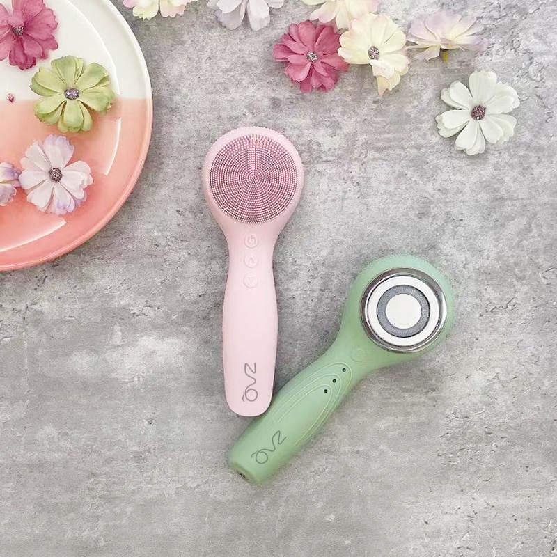 ZAQ Skin & Body IUV Sonic Micro-current LED Red/Blue Silicone Thermo Cleansing Brush with Gift Box Gray Pink,Purple,Green