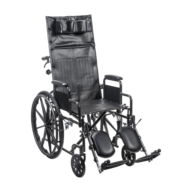 RIO Medical Supplies Silver Sport Full-Reclining Wheelchair, Desk Arms, 16" Seat White Smoke