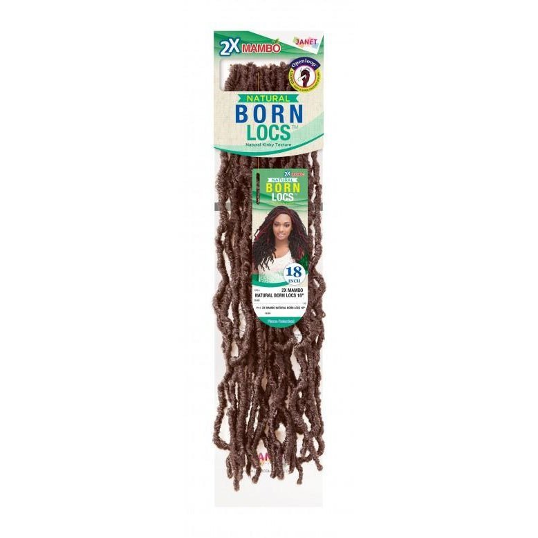 VIP Extensions Janet Collection 2X Mambo Natural Born Locs, 18" Hair Extension Dark Olive Green 1,1B,2,4