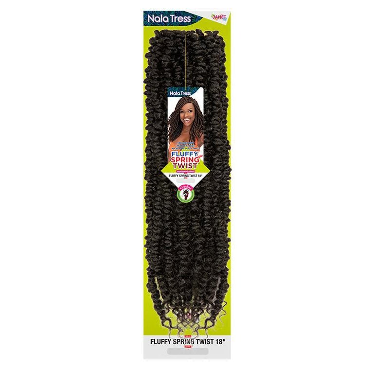 VIP Extensions Janet Collection Nala Tress Fluffy Spring Twist, 18" Hair Extension Black 1,1B,2,4,OET1B/BURG,M1B/30,OET1B/27