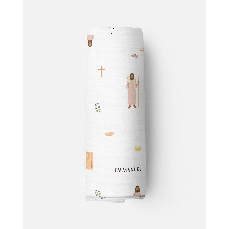 Be A Heart Jesus Muslin Swaddle Baby Blanket Swaddle White Smoke