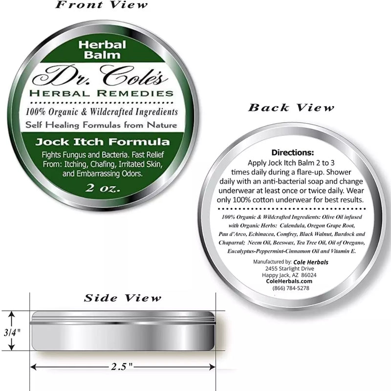 COLEHERBALS LLC 10 - Dr. Cole's Organic Jock Itch Ointment Herbal White Smoke