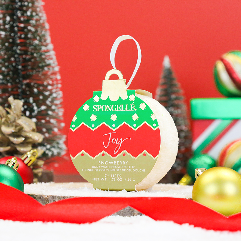 Spongellé Joy - Snowberry | Holiday Ornament Body Wash Infused Buffer Tomato