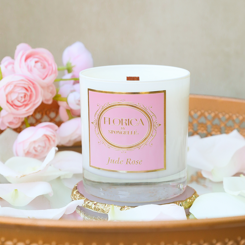 Spongellé Jude Rose Candle | Florica Home Fragrance Light Gray