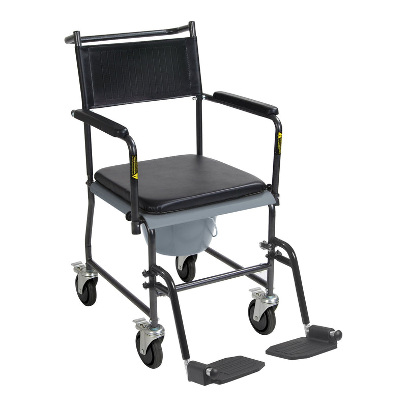 RIO Medical Supplies Upholstered Drop Arm Wheeled Commode White Smoke