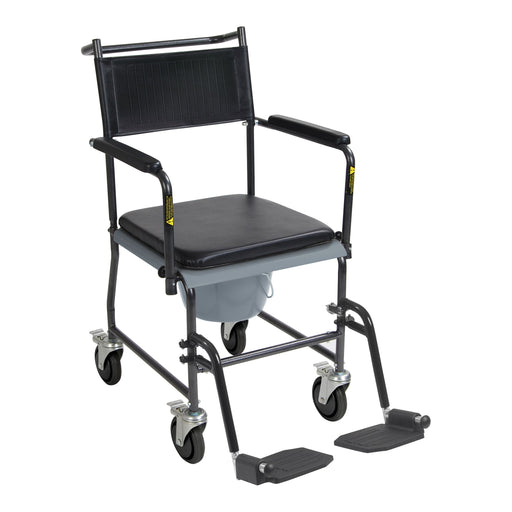 RIO Medical Supplies Upholstered Drop Arm Wheeled Commode White Smoke