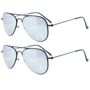 eyekeeper.com Kids Sunglasses 2 Pack Pilot Metal Style S15017 Sunglasses White Smoke Black Silver Mirror