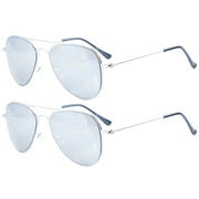 eyekeeper.com Kids Sunglasses 2 Pack Pilot Metal Style S15017 Sunglasses White Smoke Silver Mirror