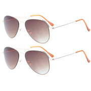eyekeeper.com Kids Sunglasses 2 Pack Pilot Metal Style S15017 Sunglasses White Smoke Gold Brown Lens