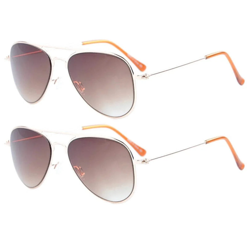 eyekeeper.com Kids Sunglasses 2 Pack Pilot Metal Style S15017 Sunglasses White Smoke Gold Brown Lens