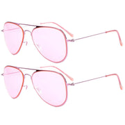 eyekeeper.com Kids Sunglasses 2 Pack Pilot Metal Style S15017 Sunglasses White Smoke Pink Lens