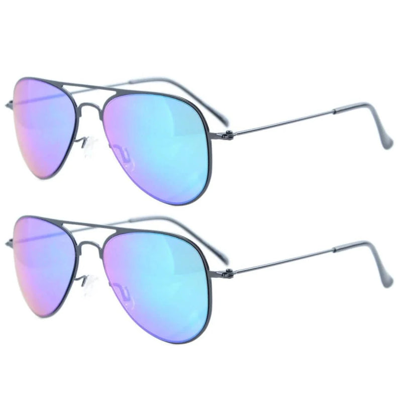 eyekeeper.com Kids Sunglasses 2 Pack Pilot Metal Style S15017 Sunglasses White Smoke Black Green Mirror,Black Silver Mirror,Blue Lens,Gold Brown Lens,Gold Green Mirror,Gold Red Mirror,Pink Lens,Purple Lens,Silver G15,Silver Mirror