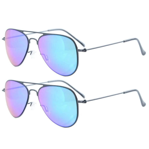 eyekeeper.com Kids Sunglasses 2 Pack Pilot Metal Style S15017 Sunglasses White Smoke Black Green Mirror