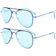 eyekeeper.com Kids Sunglasses 2 Pack Pilot Metal Style S15017 Sunglasses White Smoke Blue Lens