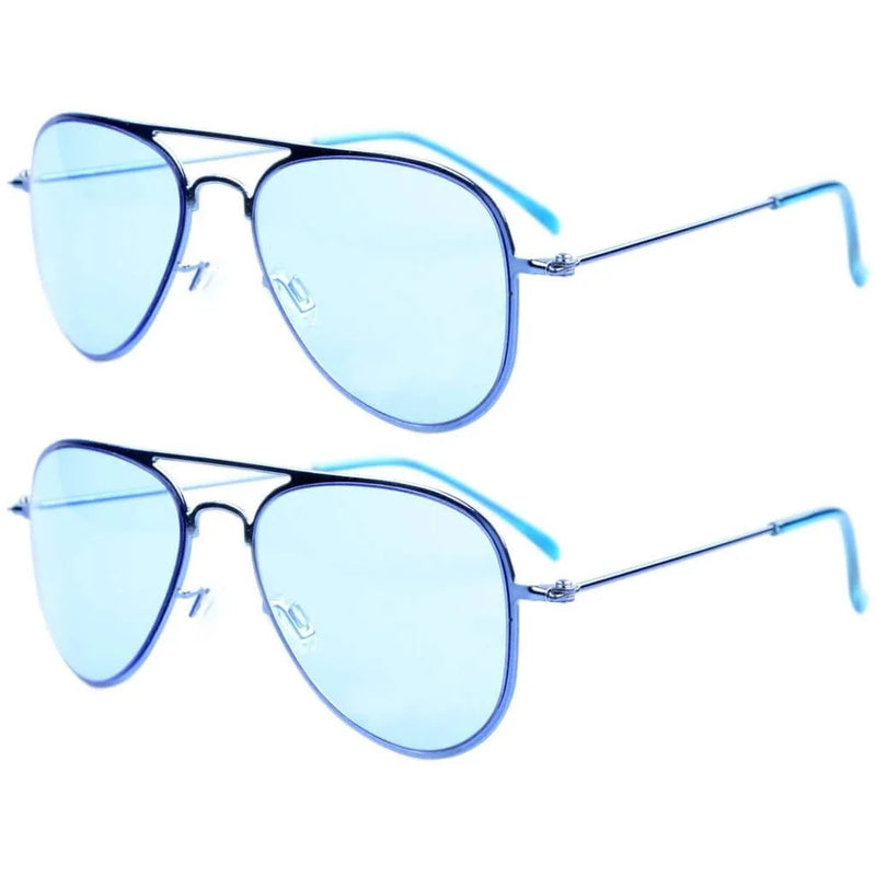 eyekeeper.com Kids Sunglasses 2 Pack Pilot Metal Style S15017 Sunglasses White Smoke Blue Lens