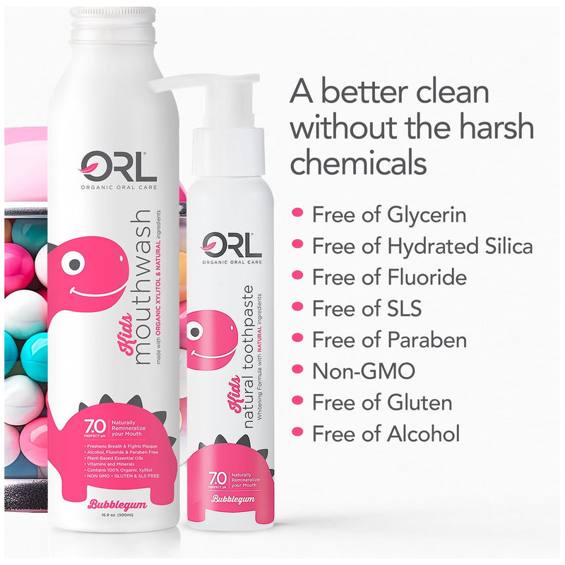 ORL Kids Bundle - Bubblegum Toothpaste & Mouthwash Bundle White Smoke