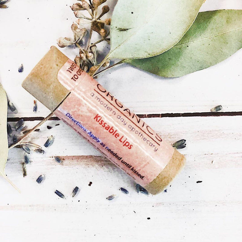 Butter Me Up Organics Kissable Lips / Chapstick Lip Balm / PAPERBOARD Tube Face Antique White