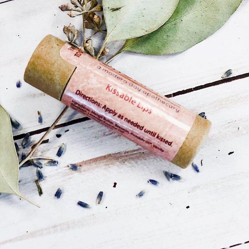 Butter Me Up Organics Kissable Lips / Chapstick Lip Balm / PAPERBOARD Tube Face Light Gray