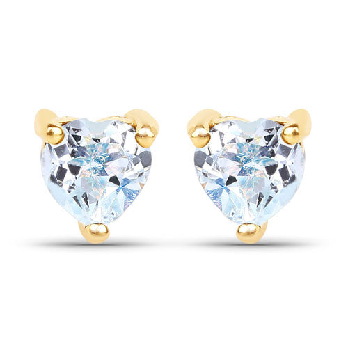 Bids.com 0.70 Carat Genuine Blue Topaz 14K Yellow Gold Earrings Earrings White Smoke Default Title