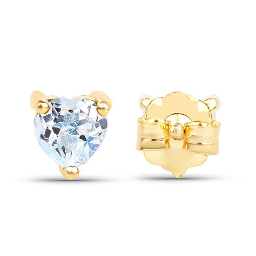 Bids.com 0.70 Carat Genuine Blue Topaz 14K Yellow Gold Earrings Earrings White Smoke