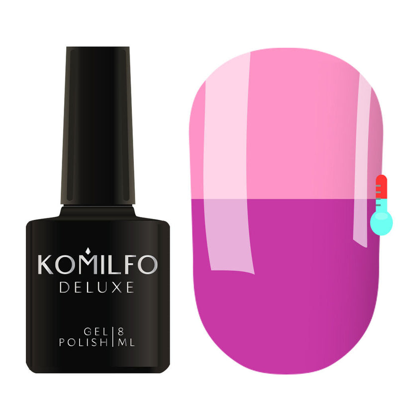 nbmsupply KOMILFO GEL POLISH DELUXE TERMO C010 (LILAC-PINK, WHEN HEATED – PINK), 8 ML 191010 White Smoke