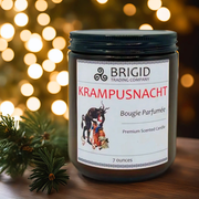 Brigid Trading Company Krampusnacht Soy Wax Candle - Merlot Wine, Autumn Spices, Citrus, Figs, and Bonfire Smoke Premium Scented Candle Light Gray 7oz amber jar,3oz pewter tin