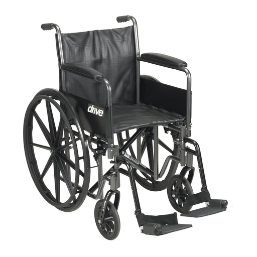 RIO Medical Supplies Silver Sport 2 Wheelchair, Detachable Full Arms, Swing away Footrests, 16" Seat White Smoke