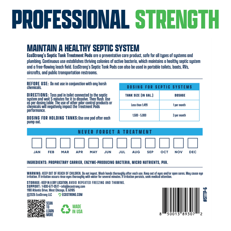 EcoStrong Septic Tank Treatment Packs Drain & Septic > Septic System Maintenance White Smoke 24 x 1 oz packs,12 x 1 oz Packs,6 x 1 oz packs