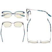 eyekeeper.com Ladies Stylish Blue Light Filter Eyeglasses LX19034-BB40 Eyeglasses Light Gray Blue / without magnification,Brown / without magnification,Purple / without magnification,Red / without magnification