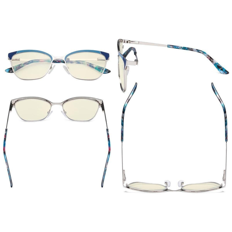 eyekeeper.com Ladies Stylish Blue Light Filter Eyeglasses LX19034-BB40 Eyeglasses Light Gray Blue / without magnification,Brown / without magnification,Purple / without magnification,Red / without magnification