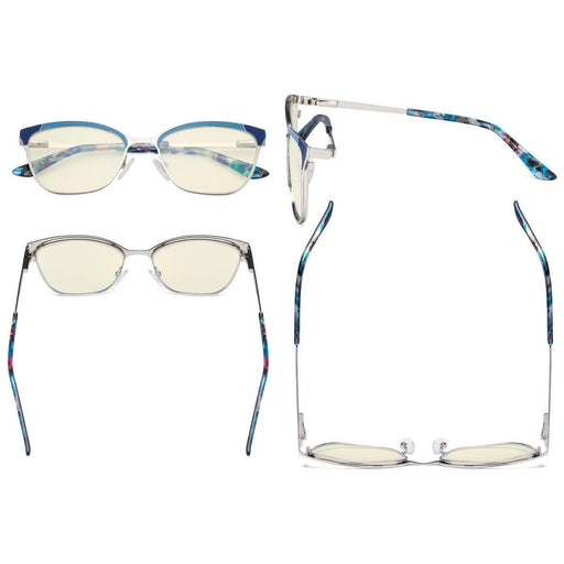 eyekeeper.com Ladies Stylish Blue Light Filter Eyeglasses LX19034-BB40 Eyeglasses Light Gray Blue / without magnification,Brown / without magnification,Purple / without magnification,Red / without magnification