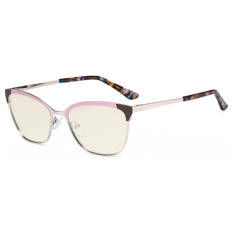 eyekeeper.com Ladies Stylish Blue Light Filter Eyeglasses LX19034-BB40 Eyeglasses Antique White Brown / without magnification