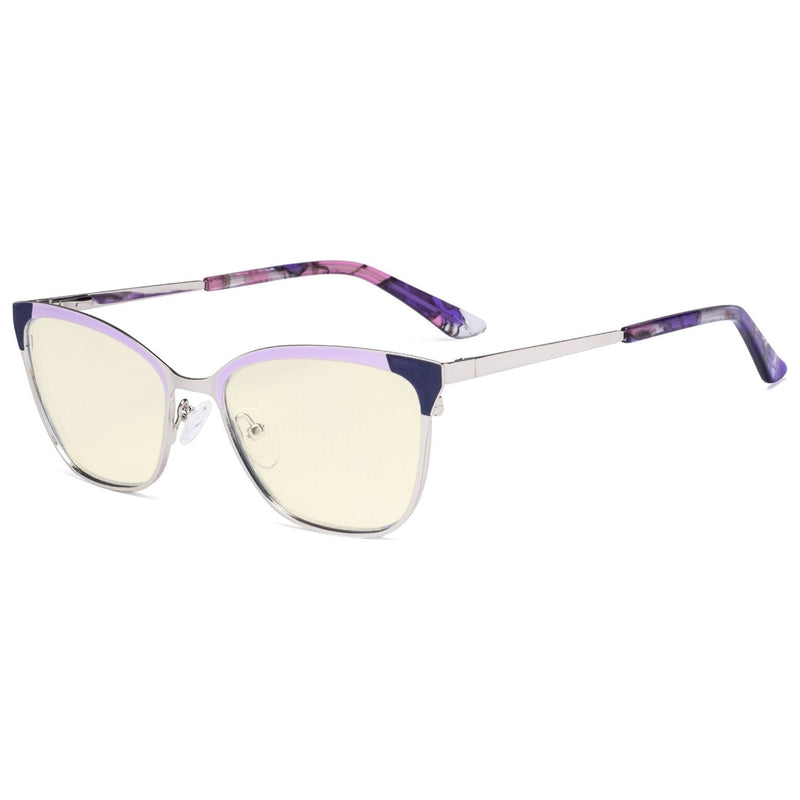 eyekeeper.com Ladies Stylish Blue Light Filter Eyeglasses LX19034-BB40 Eyeglasses Antique White Purple / without magnification