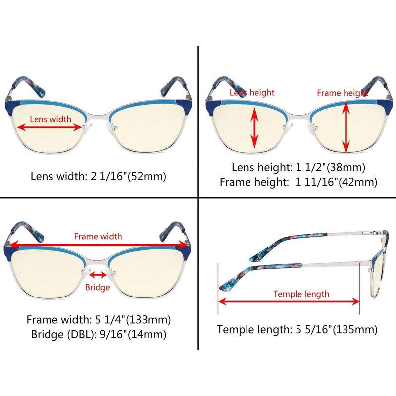 eyekeeper.com Ladies Stylish Blue Light Filter Eyeglasses LX19034-BB40 Eyeglasses Dark Slate Gray Blue / without magnification,Brown / without magnification,Purple / without magnification,Red / without magnification