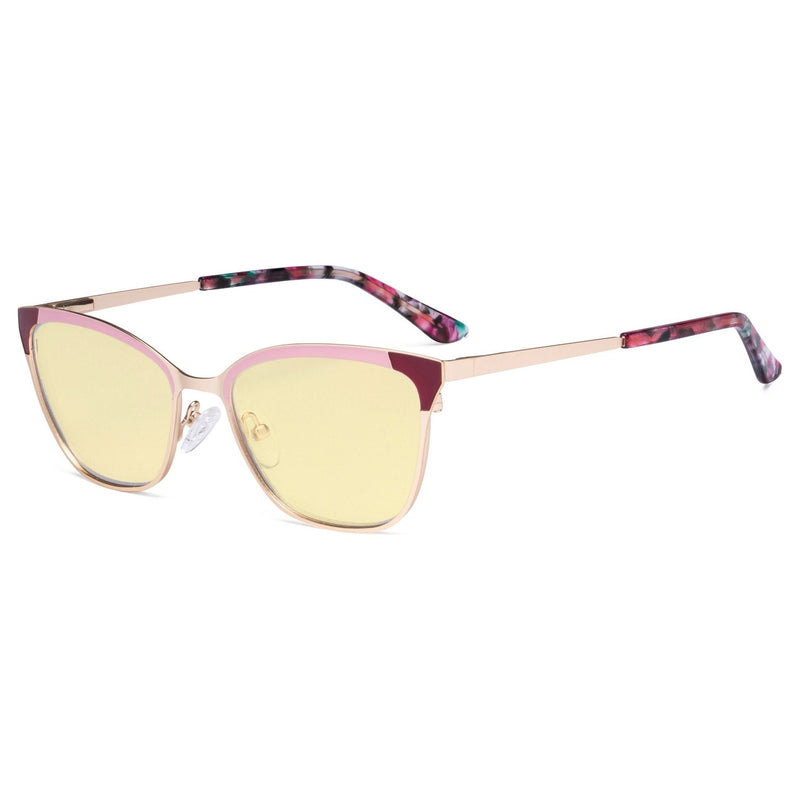 eyekeeper.com Cat-eye Blue Light Blocking Eyeglasses LX19034-BB60 Eyeglasses Wheat Red / without magnification