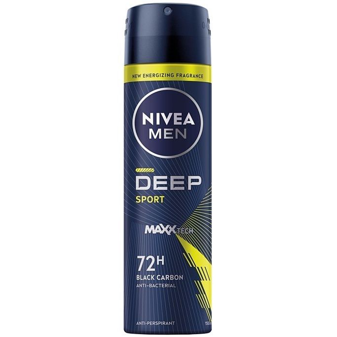 Nivea NIVEA MEN DEEP Sport MaxxTech 72h Anti-Perspirant Black Carbon & Anti-Bacterial Spray 150 ml Deodorant & Anti-Perspirant Dark Slate Gray