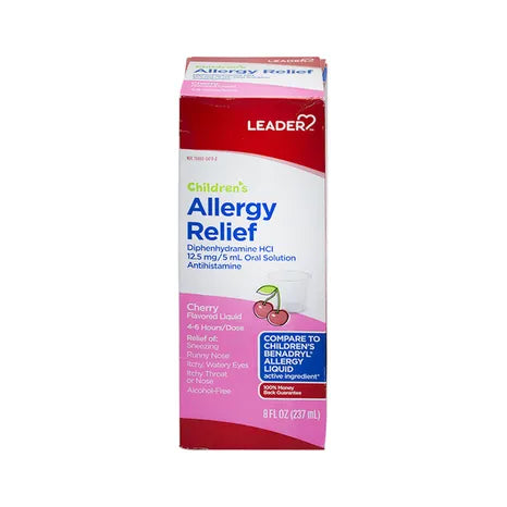 Leader Leader Children's Allergy Relief Liquid, Dye-Free & Alcohol-Free, Cherry Flavor, 8 fl oz Medicine & Drugs Lavender