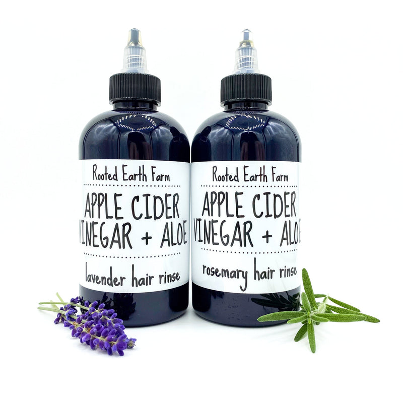 Rooted Earth Farm + Apothecary Herbal Aloe Vinegar Hair Rinse Hair + Nail Care White Smoke Rosemary,Lavender