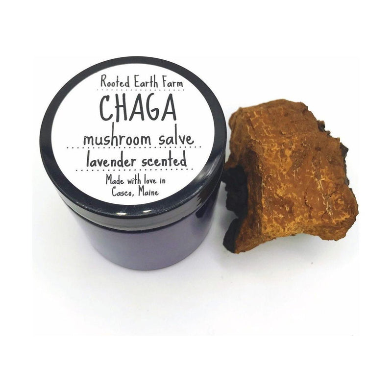 Rooted Earth Farm + Apothecary Chaga Salve Herbal Salves + Balms Dark Olive Green Unscented,Lavender