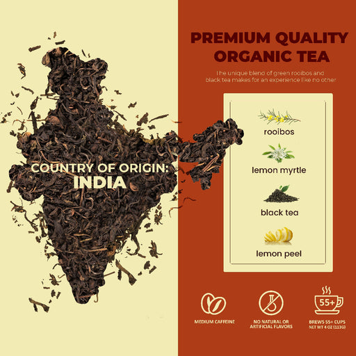 Gardenika Shop Green Rooibos Black Tea, Citrus Blend - Organic & Kosher Loose Leaf Tea Wheat