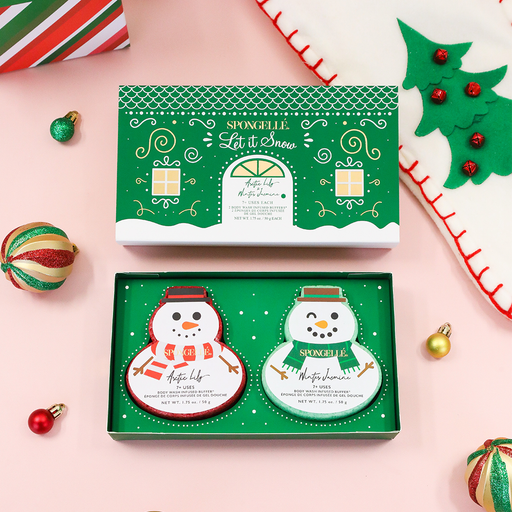 Spongellé Let It Snow | Holiday Snowman Gift Set Body Wash Infused Buffer Sea Green