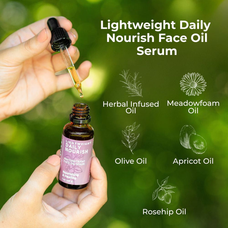 Ora's Amazing Herbal Lightweight Daily Nourish Face Oil Serum Skin Care Dark Green