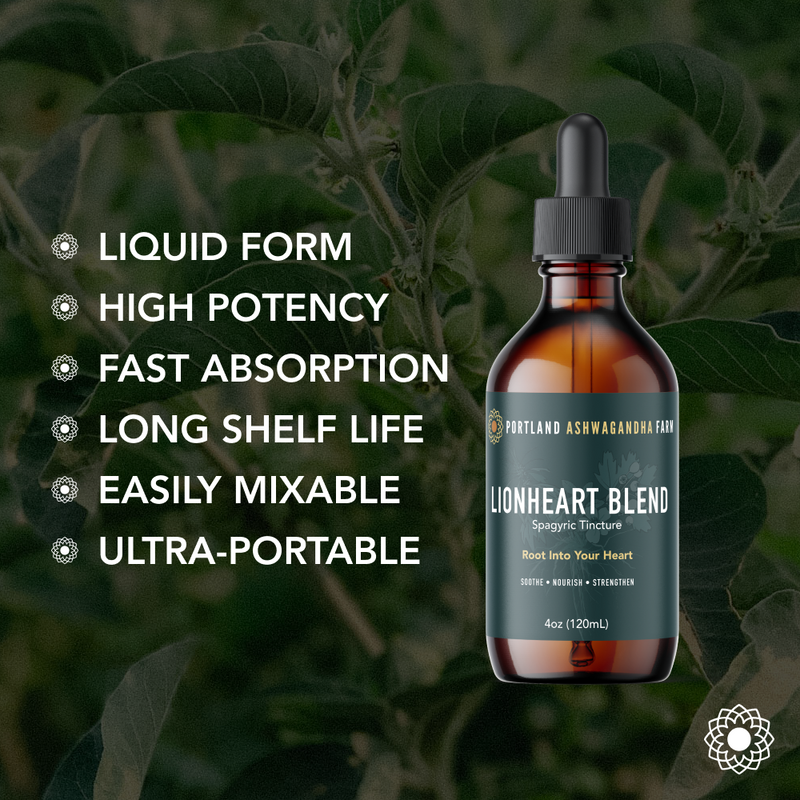 Portland Ashwagandha Farm Lionheart Blend - Fresh Spagyric Tincture Health Care Black 2oz,4oz