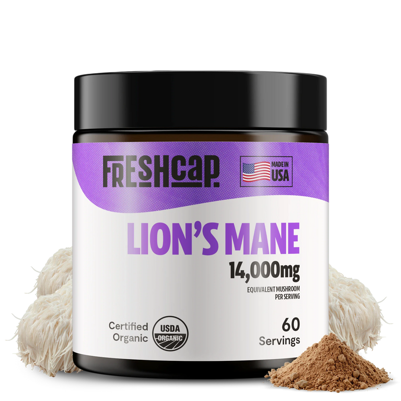 FreshCap Mushrooms Organic Lion’s Mane Mushroom Powder Powder Black 60 Servings