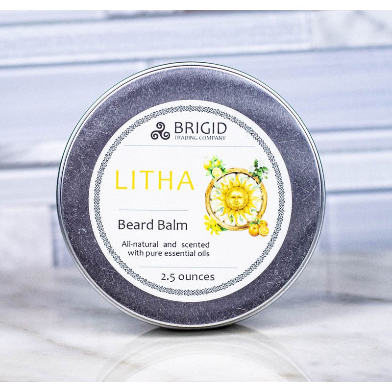 Brigid Trading Company Litha Beard Balm – Natural Citrus Beard Balm with Hold, Lemon & Orange Beard Oil Light Gray 3 oz,1.5 oz