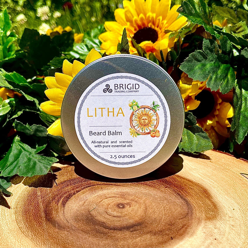 Brigid Trading Company Litha Beard Balm – Natural Citrus Beard Balm with Hold, Lemon & Orange Beard Oil Black 3 oz,1.5 oz