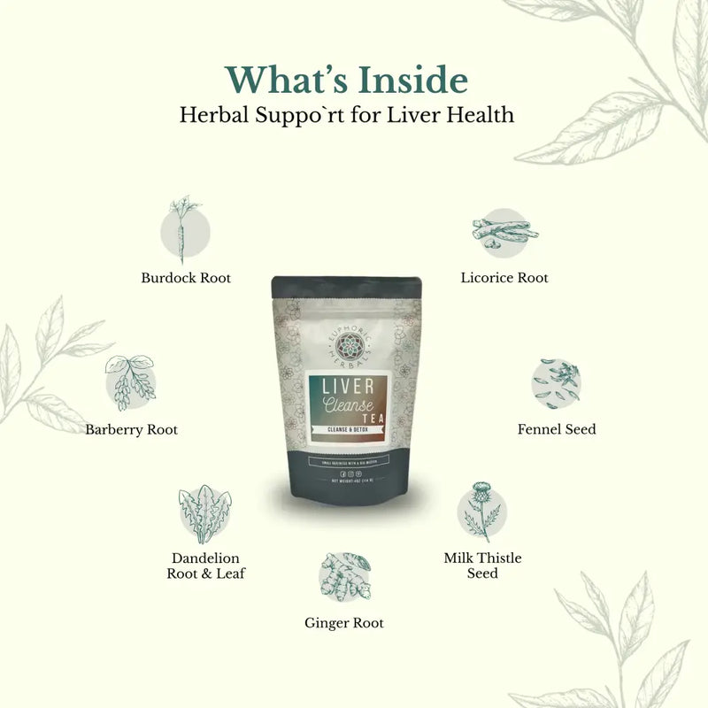 Euphoric Herbals Liver Cleanse Herbal Tea Herbal Tea Seashell 60 Cup Servings,30 Cup Servings
