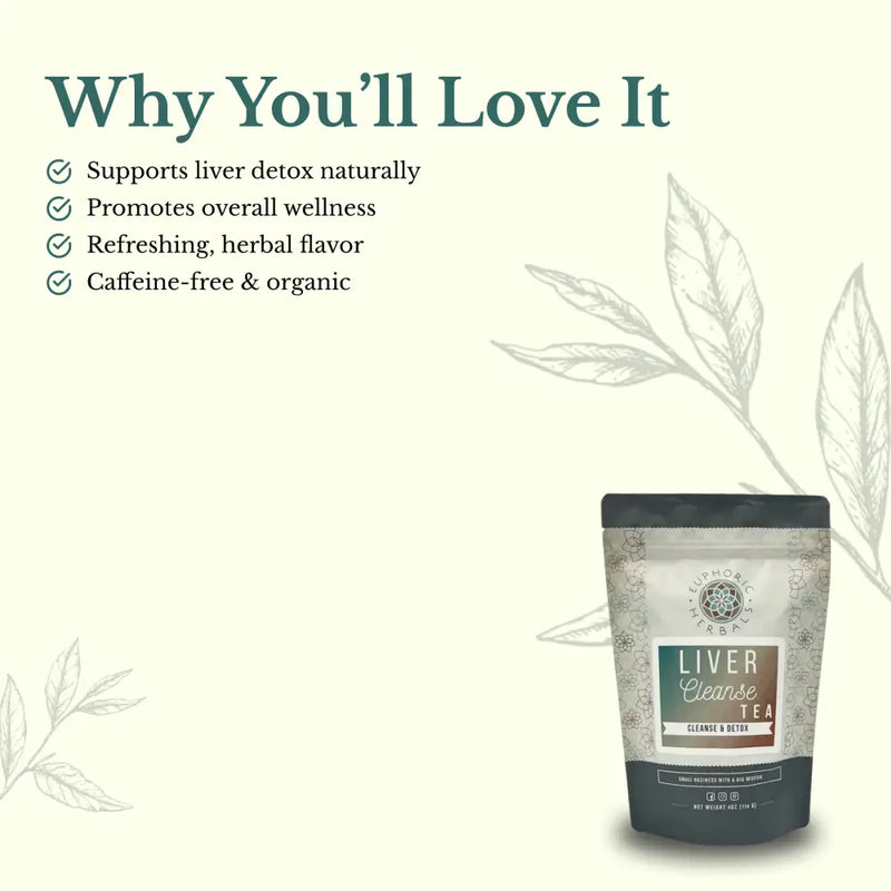 Euphoric Herbals Liver Cleanse Herbal Tea Herbal Tea Seashell 60 Cup Servings,30 Cup Servings